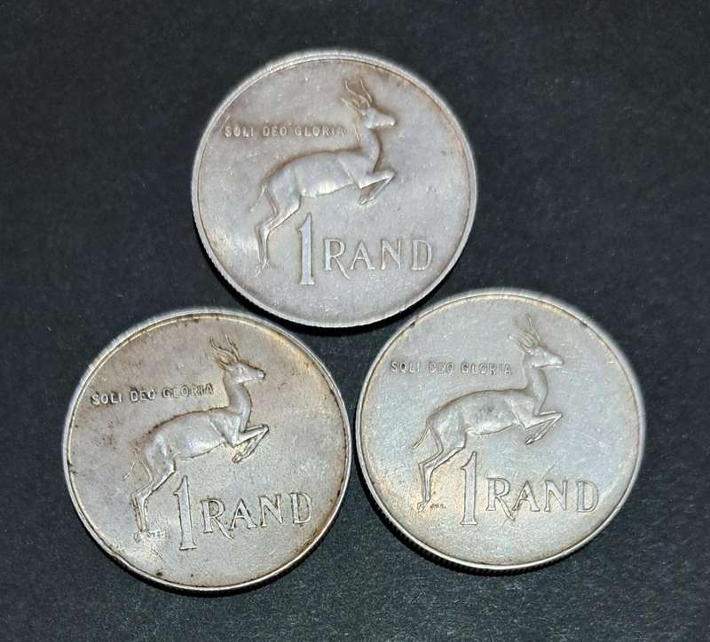 S.A. 3 Silver R1 Coins "1966 ×2" & "1×1967" 80% SILVER
