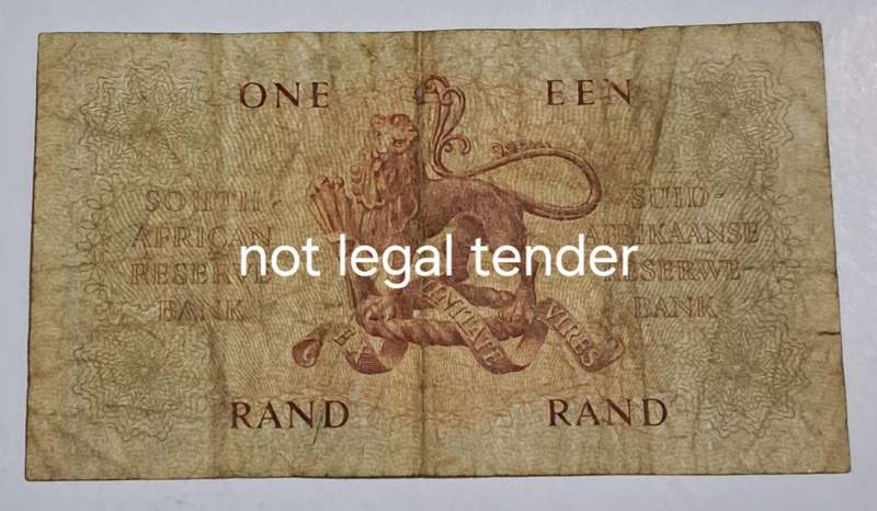 South Africa One Rand Bank Note "A45 498628 "G Rissik"