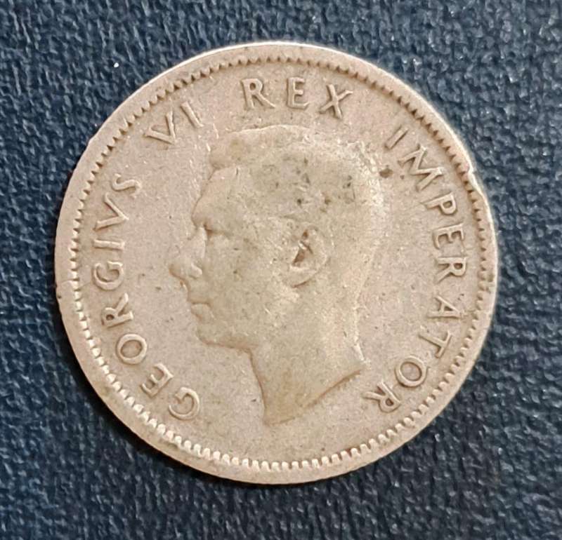 1943 South Africa Silver SixPence Coin