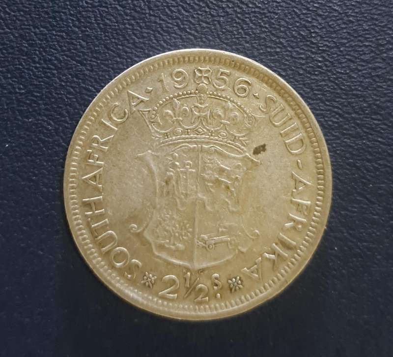 1956 S.A. Two and a Half Shillings Silver Coin.