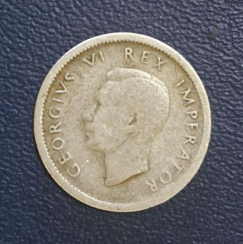 1942 S.A. Sixpence Silver Coin.