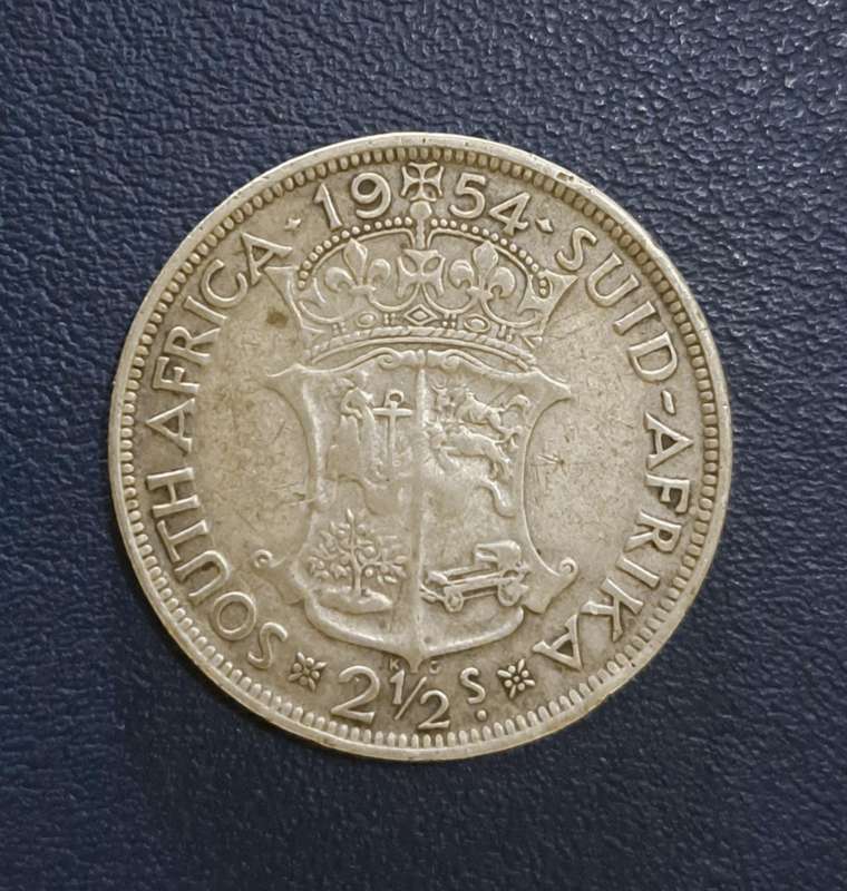 1954 S.A. Two and a Half Shillings "Halfcrown Silver Coin "