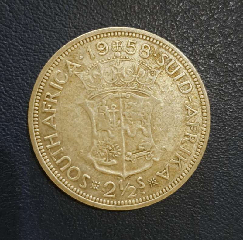 1958 S.A. Two and a Half Shillings Silver Coin.