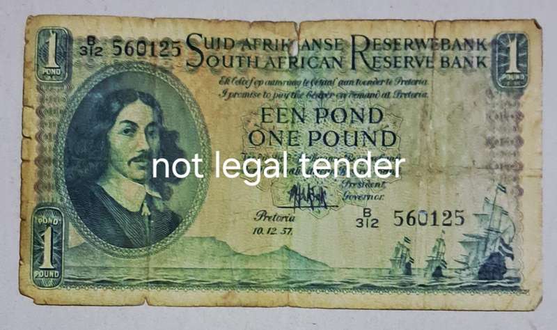 Union of South Africa One Pound Bank Note. B312-560125