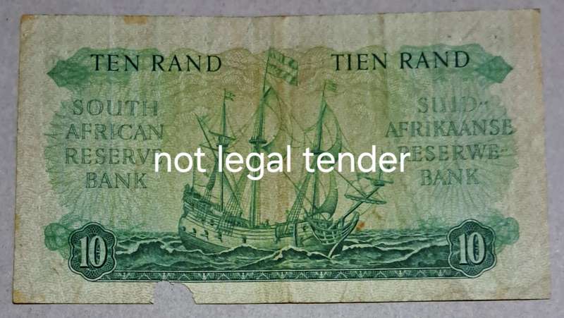 Union of South Africa Ten Rand Bank Note. "G RISSIK " C48-808708