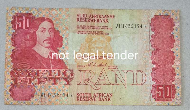 South Africa Fifty Rand Bank Note "CL Stals" AH 1632174 E