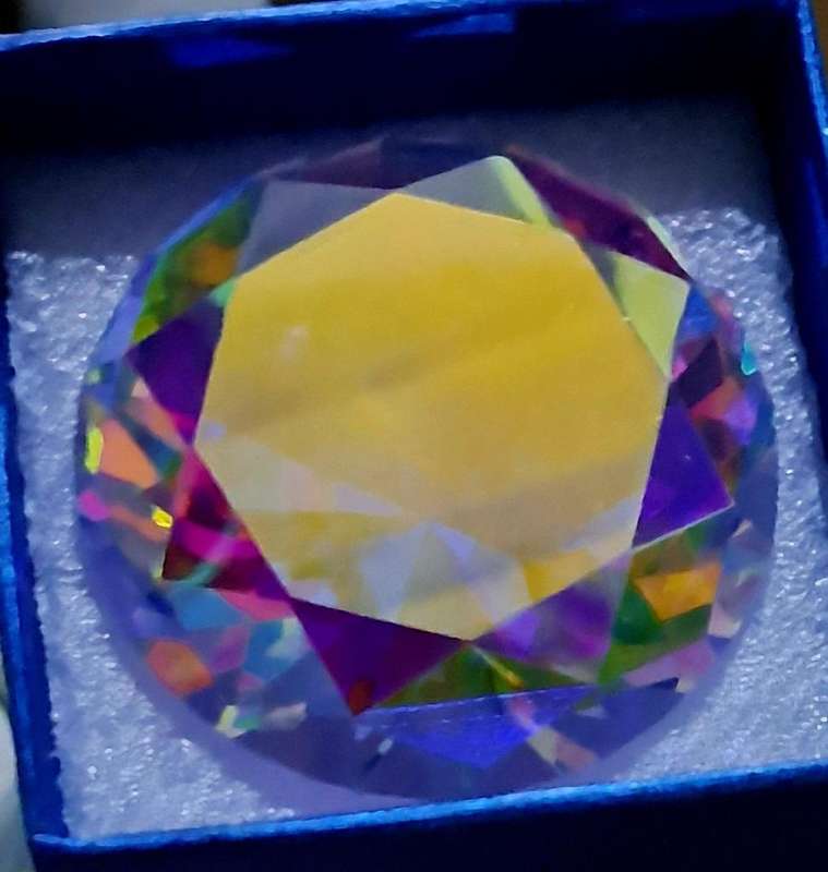 60mm (2.36in) Big Crystal Rhinestone in a Diamond Shape "Multicolored" Lovely,Excellent, item in Box
