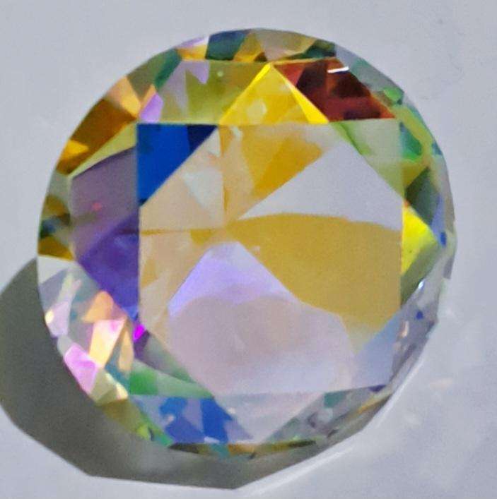 60mm (2.36in) Big Crystal Rhinestone in a Diamond Shape "Multicolored" Lovely,Excellent, item in Box
