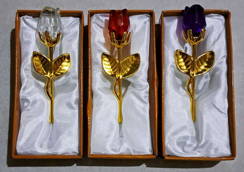 3pc,s  Romantic Crystal Roses each One in own Box. New