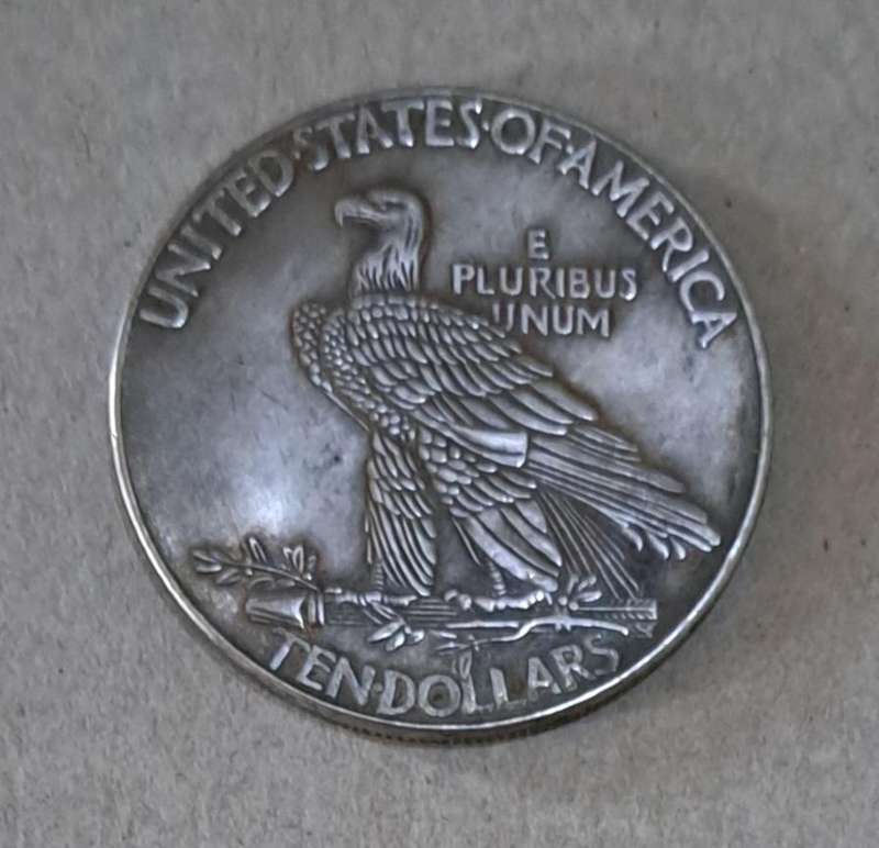 1907 Ten Dollars Coin United States of American Commemorative Coin. "Crown Size coin" a