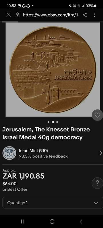 Jerusalem, The Knesset Bronze Israel Medal 40 grams "Democracy " Rare