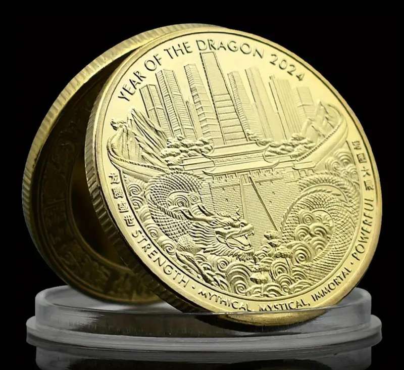 2024 Year of The Dragon  Collectible Coin Chinese Black Dragon ( 1 of 2 )"Crown Size in Capsule"