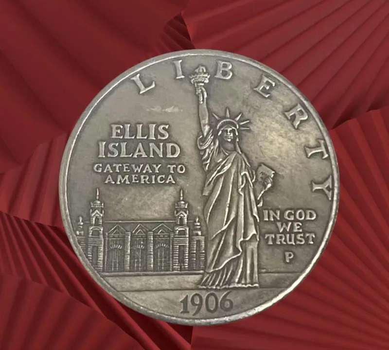 1906 Ellis Island Liberty Commemorative One Dollar Coin. "Grown Size Coin"  ( 1 of 2 )