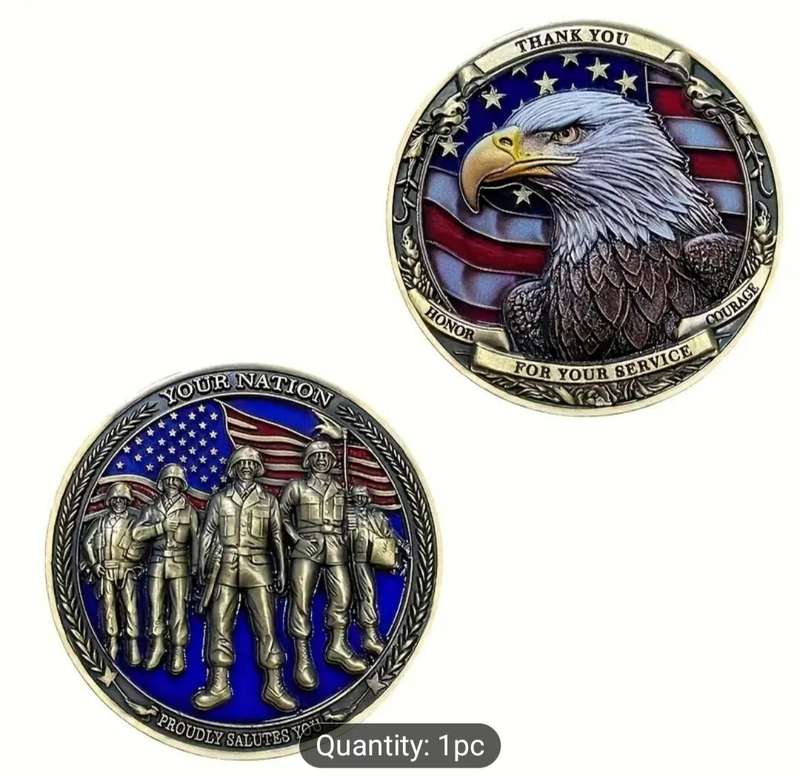 Military Challenge Coin,  Honour & Patriotic Tribute Thank you coin. 40mm  " New in Capsule "