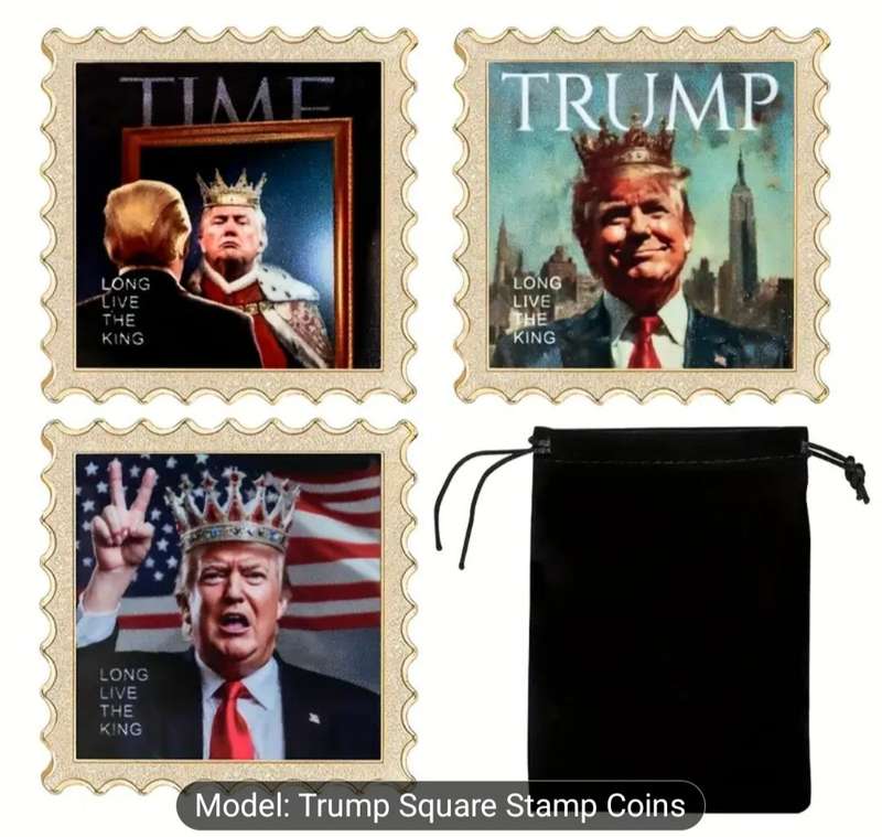 24K Gold Plated Trump 3pcs " Coin/Stemp Set" in Capsule & Velvet Bag" Great Coins "a"