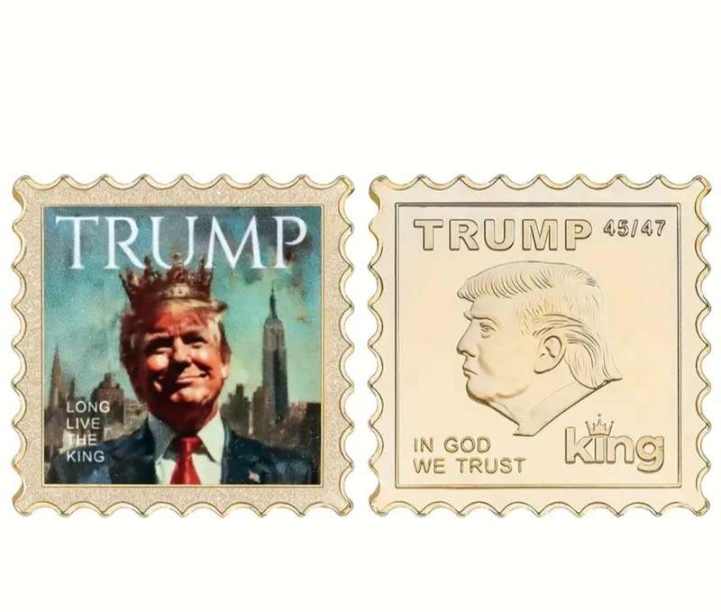 24K Gold Plated Trump 3pcs " Coin/Stemp Set" in Capsule & Velvet Bag" Great Coins "a"