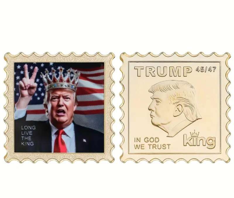 24K Gold Plated Trump 3pcs " Coin/Stemp Set" in Capsule & Velvet Bag" Great Coins "a"