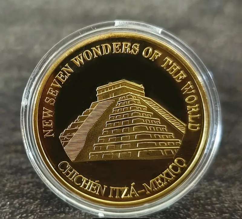 New Seven Wonders of The World Gold Plated 7 Coin Set.