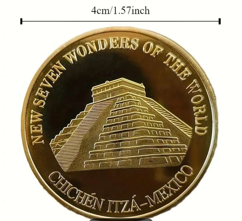 New Seven Wonders of The World Gold Plated 7 Coin Set.