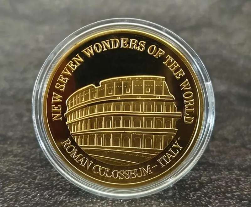 New Seven Wonders of The World Gold Plated 7 Coin Set.