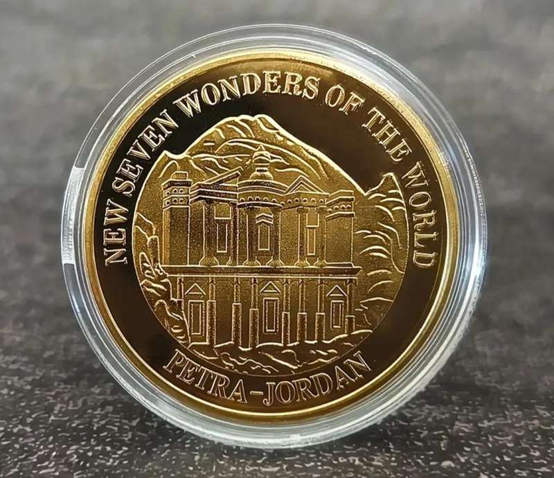 New Seven Wonders of The World Gold Plated 7 Coin Set.