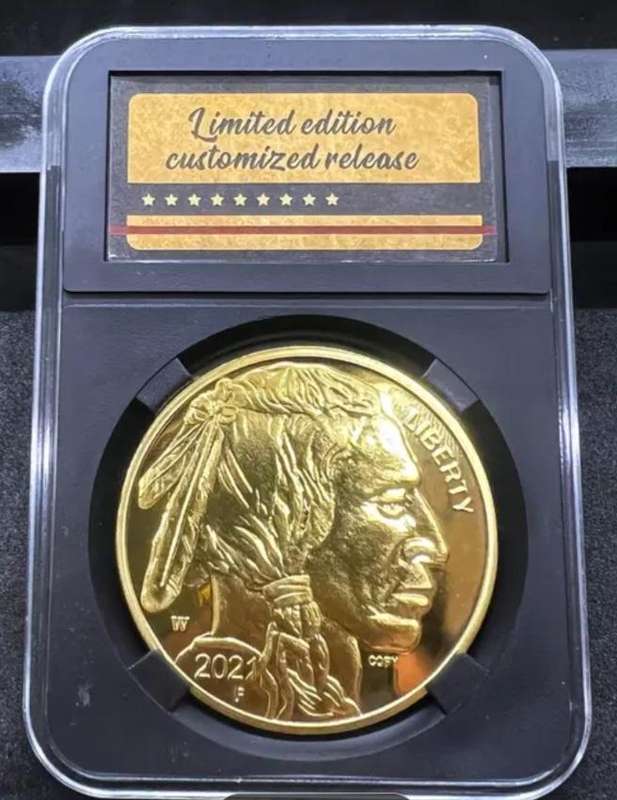 Limited Edition 2021 U.S. Buffalo $50 Commemorative Coin in Box .Gold Plated