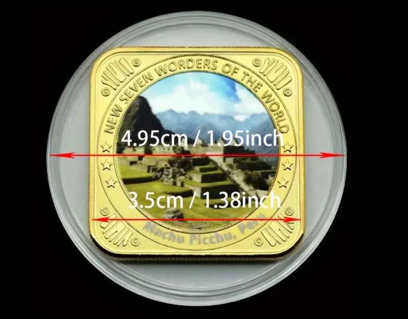 2007 New Seven Wonders of The World Gold Plated "Gold Challenge " Coin Set.  New in Capsule