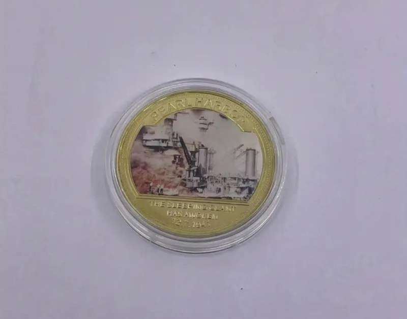Five Pearl Harbour incident Gold Plated Coin Set  New in Capsule "Crown Size coins "