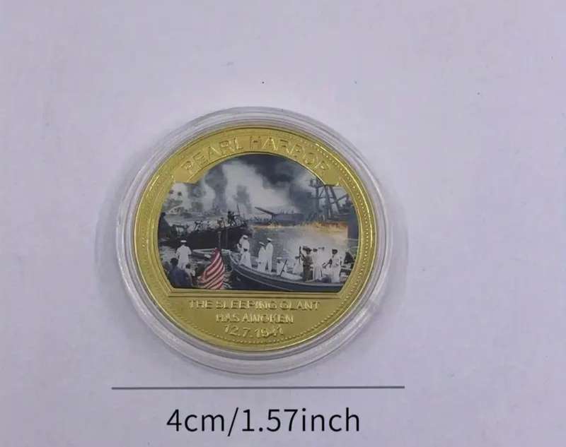 Five Pearl Harbour incident Gold Plated Coin Set  New in Capsule "Crown Size coins "