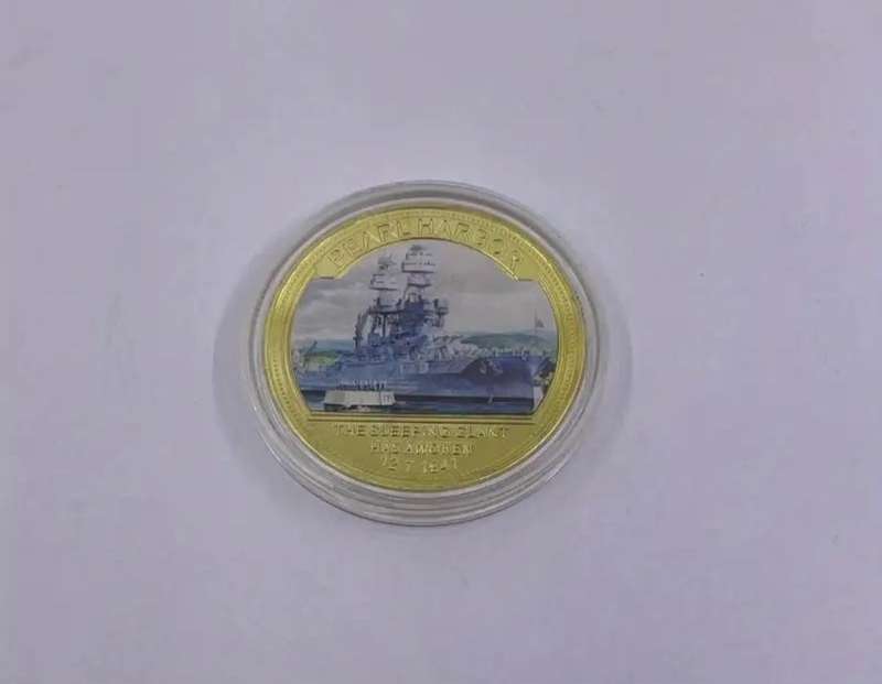 Five Pearl Harbour incident Gold Plated Coin Set  New in Capsule "Crown Size coins "