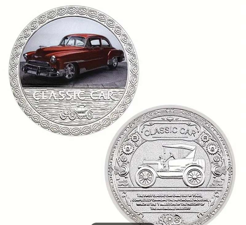 5 pcs Classic Car's Silver Plated Vintage Car Designs  Coins New in Box