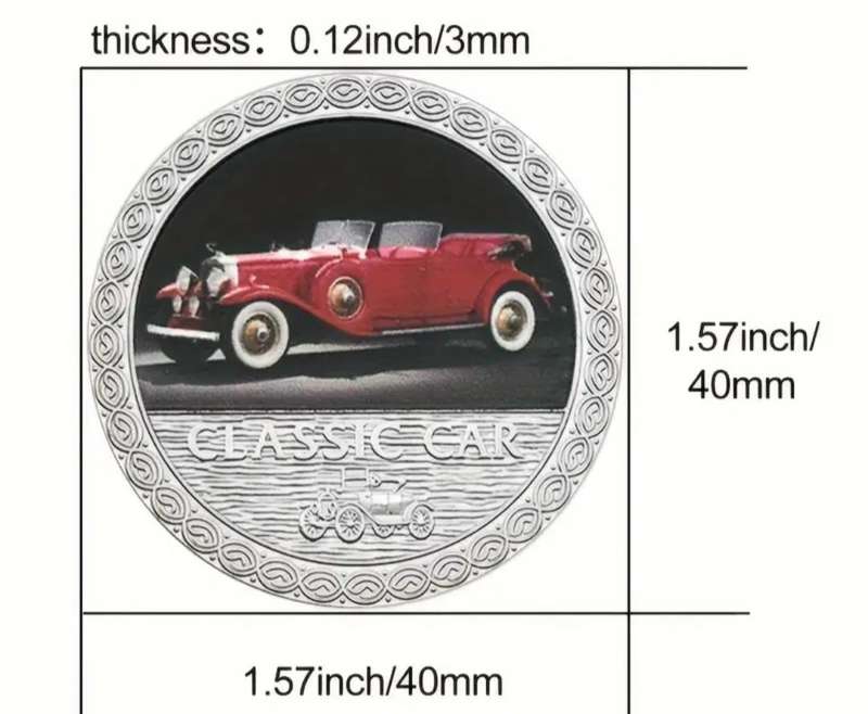 5 pcs Classic Car's Silver Plated Vintage Car Designs  Coins New in Box