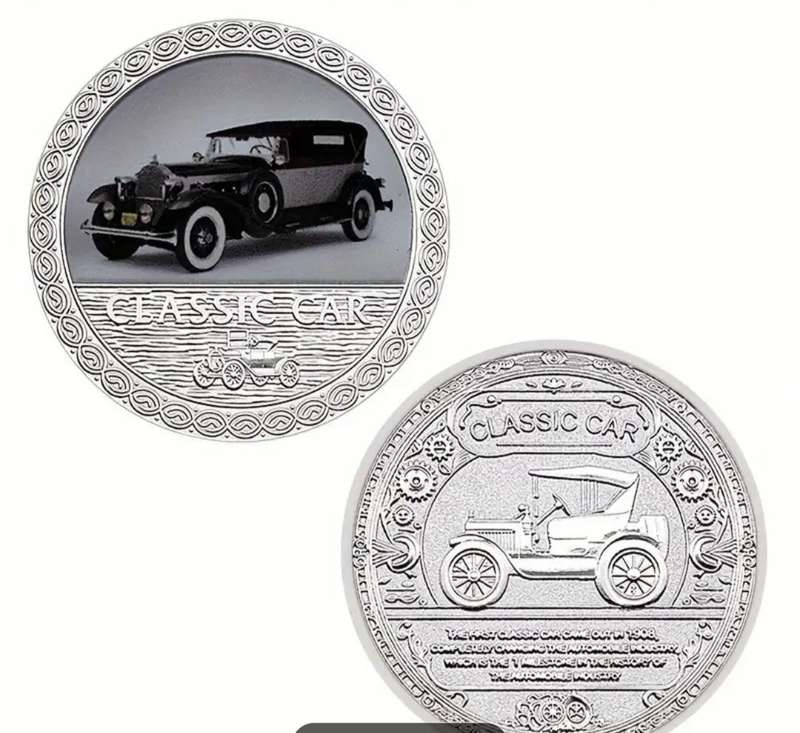 5 pcs Classic Car's Silver Plated Vintage Car Designs  Coins New in Box