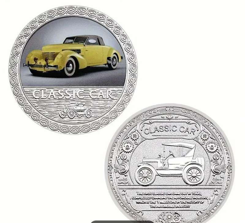 5 pcs Classic Car's Silver Plated Vintage Car Designs  Coins New in Box