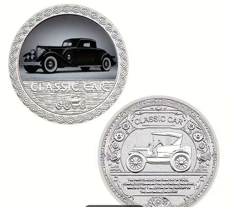 5 pcs Classic Car's Silver Plated Vintage Car Designs  Coins New in Box