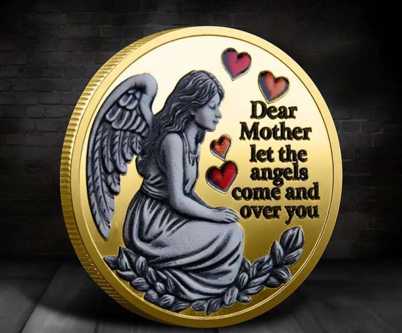 Mother's Day Angel Mom Lucky Coin. Commemorative Coin 40mm