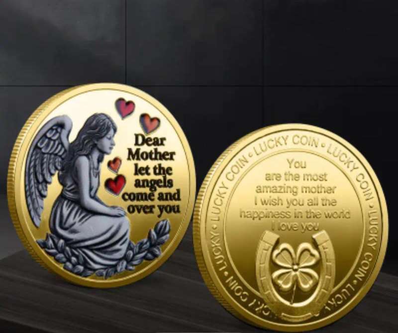 Mother's Day Angel Mom Lucky Coin. Commemorative Coin 40mm