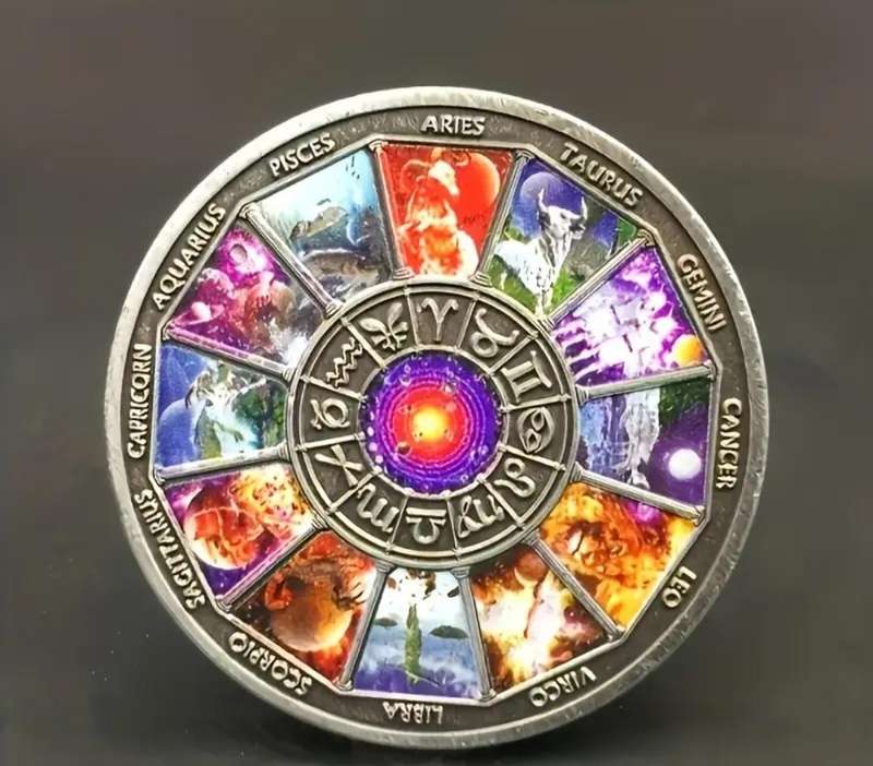 Zodiac Signs Unique Vintage Astrology Alloy Commemorative Coin.