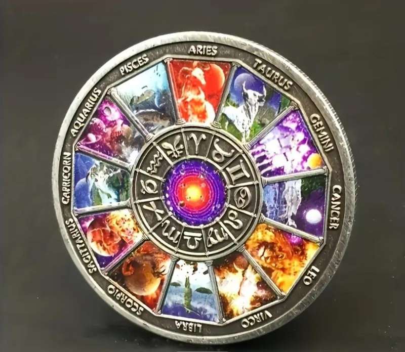 Zodiac Signs Unique Vintage Astrology Alloy Commemorative Coin.