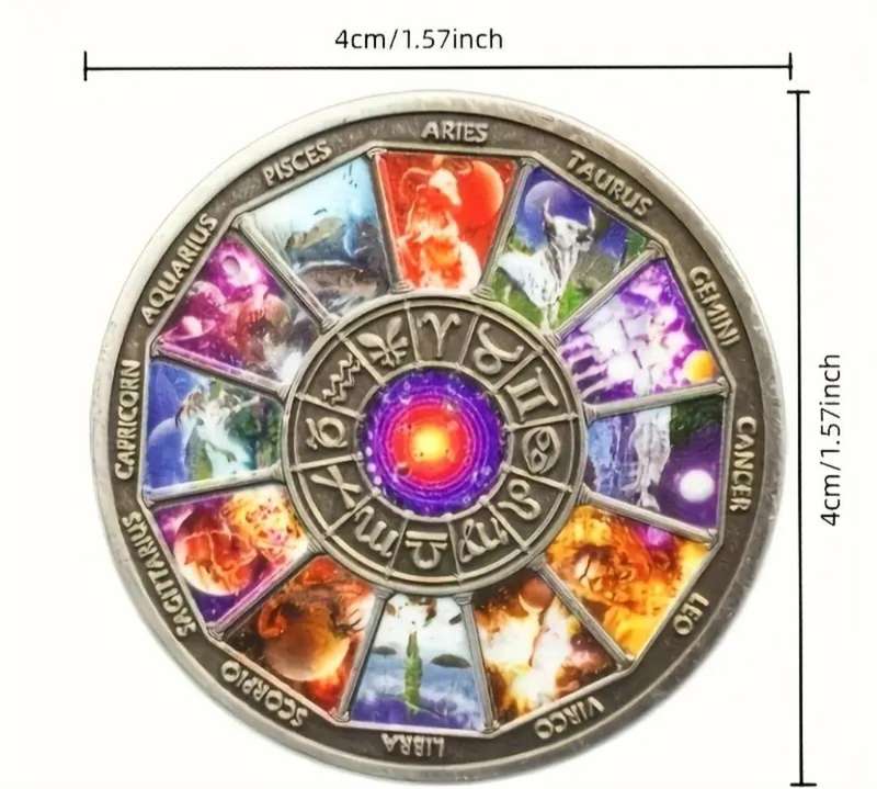 Zodiac Signs Unique Vintage Astrology Alloy Commemorative Coin.