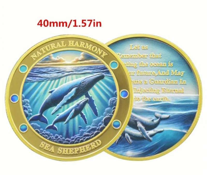 Gold Plated Dolphin Theme Protecting The Ocean Coin. New in Capsule
