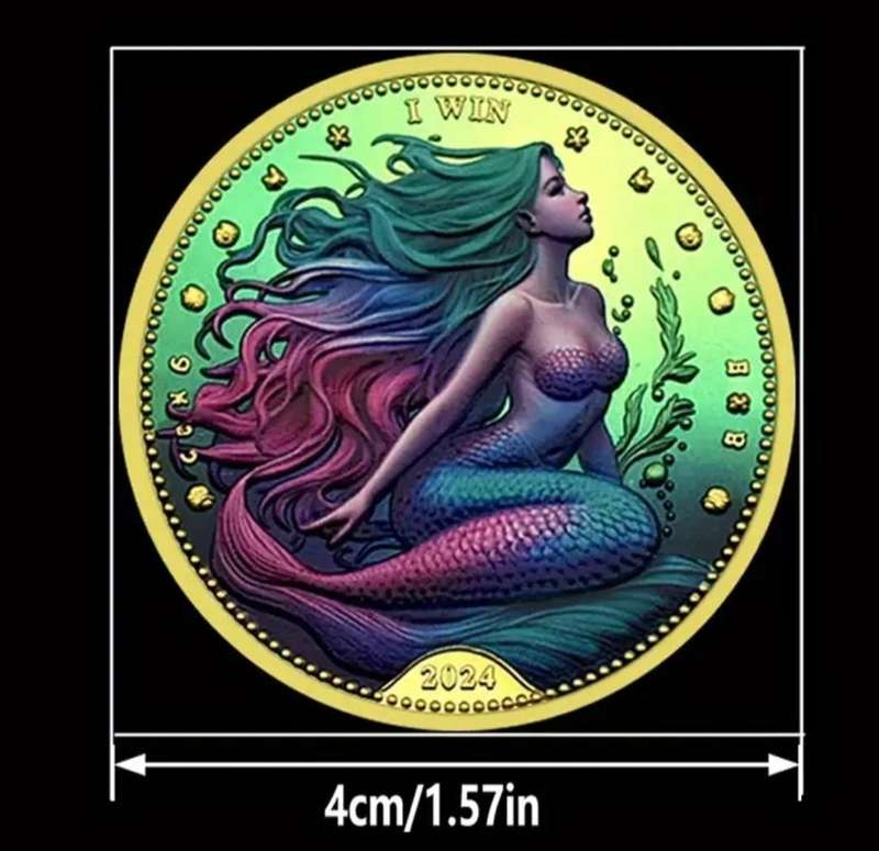 Gold Plated Mermaid Lucky Coin. New in Capsule