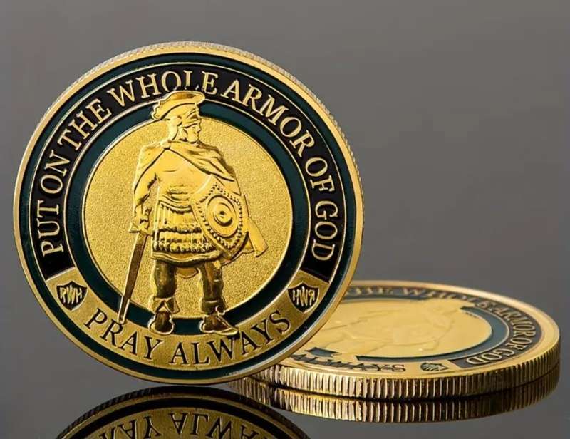 Amor of God Gold Plated Prayer Challenge Coin New in Capsule
