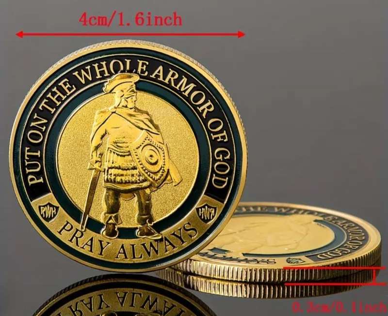 Amor of God Gold Plated Prayer Challenge Coin New in Capsule