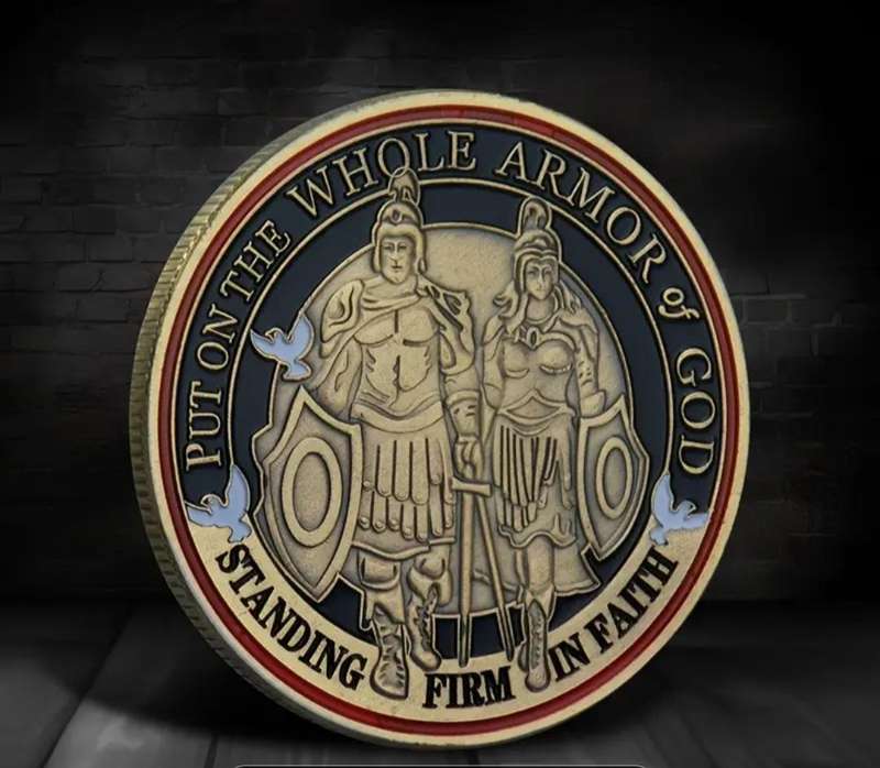 Antique Double Knight Challenge Coin / Crown Size Coin / 40mm in Capsule