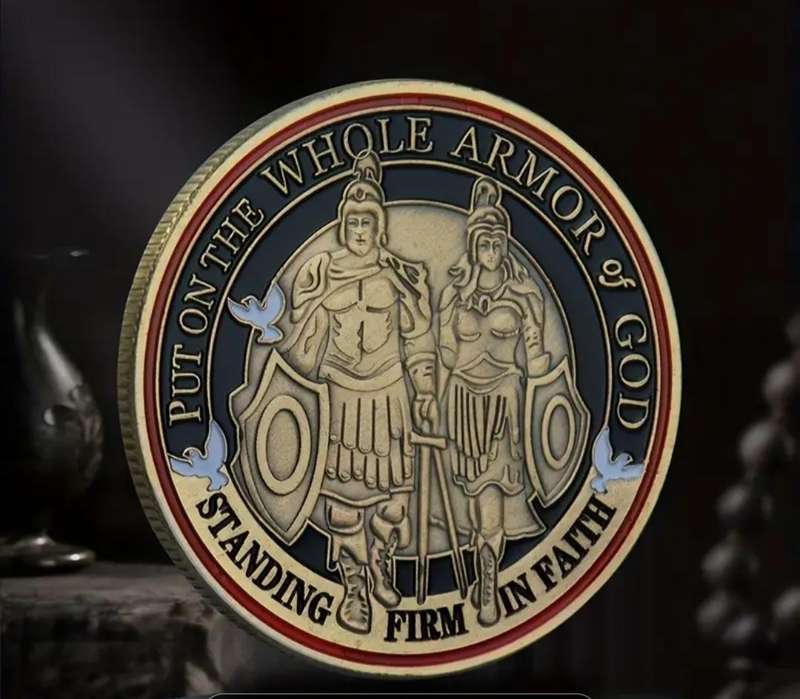 Antique Double Knight Challenge Coin / Crown Size Coin / 40mm in Capsule