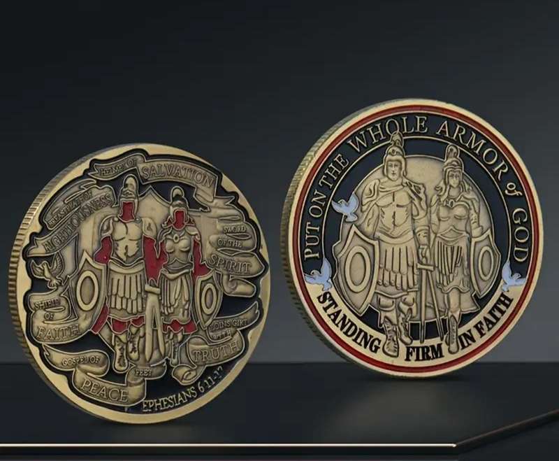 Antique Double Knight Challenge Coin / Crown Size Coin / 40mm in Capsule