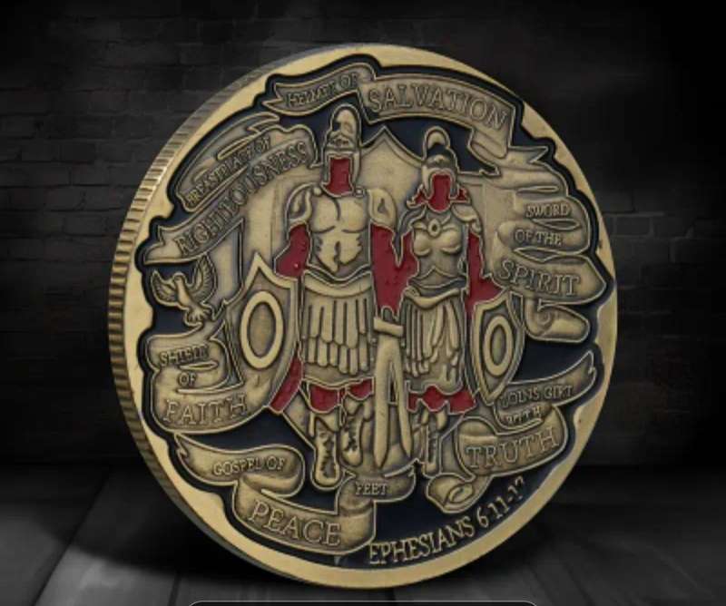 Antique Double Knight Challenge Coin / Crown Size Coin / 40mm in Capsule