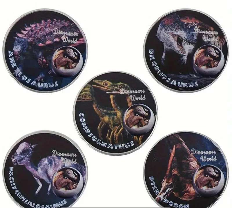 10 pc's Dinosaur Commemorative Coin Set With Certificate in Display Box . New
