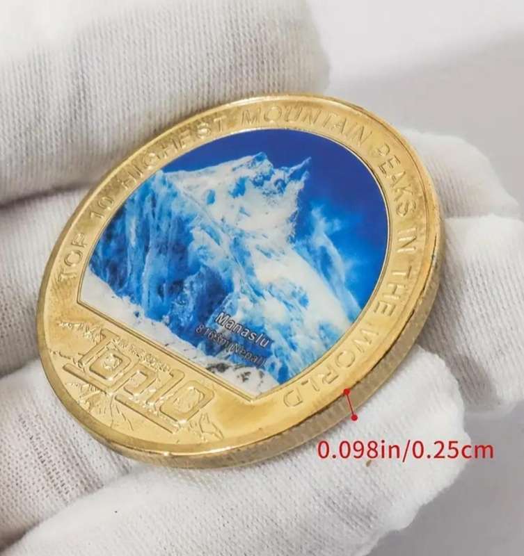 10 pc's World's "Top 10" Highest Peaks Coin Set New .& Velvet Pouch.